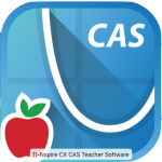 TI-Nsprire CX CAS -laskinohjelmiston sininen logo, jossa punainen omena